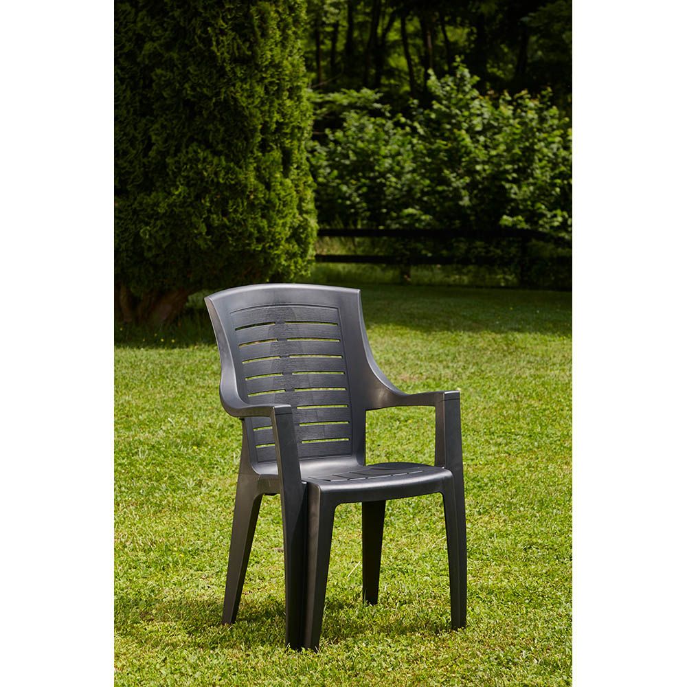 SILLA APILABLE TALIA COLOR ANTRACITA RESPALDO ALTO 55 x 60 x 91 cm - Imagen 2