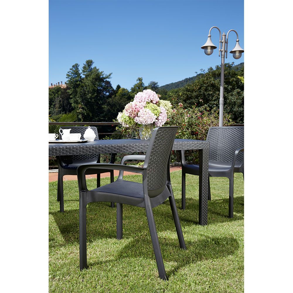 SILLA APILABLE IMITACIÓN RATTAN REGINA COLOR ANTRACITA 61 x 54 x 82 cm - Imagen 2