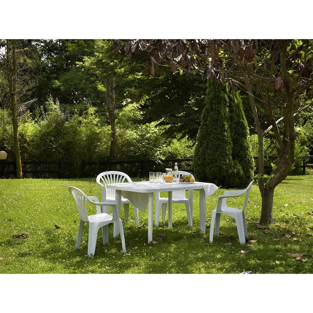 MESA OVALADA FARO COLOR BLANCO PARA EXTERIOR 72 x 137 x 85 cm - Imagen 2