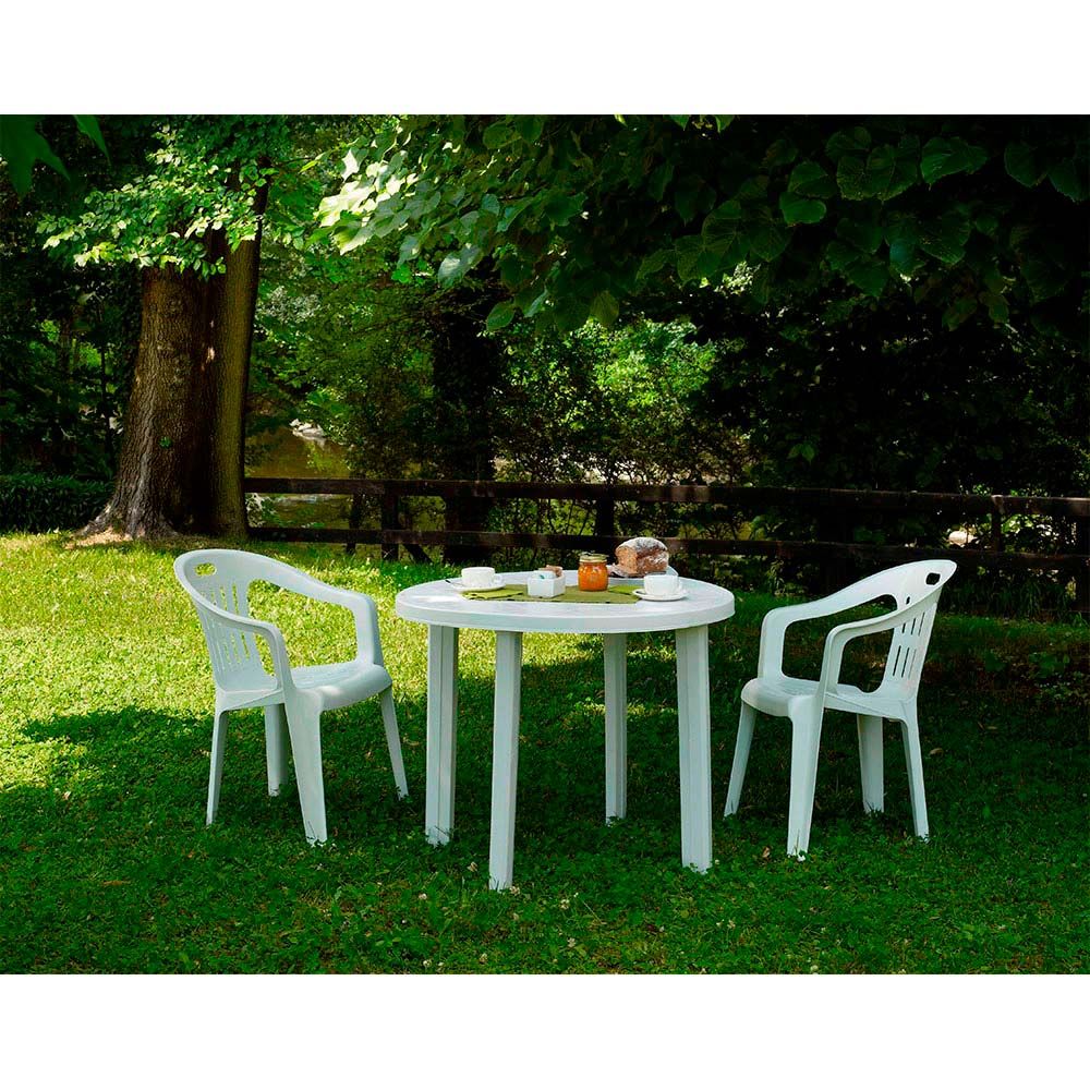 MESA REDONDA TONDO COLOR BLANCO PARA EXTERIOR Ø90 x 72 cm - Imagen 2