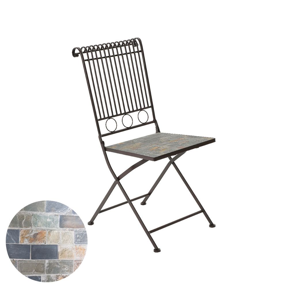 SILLA METÁLICA/MOSAICO PLEGABLE STUTTGART COLOR MARRÓN PARA EXTERIOR 39 x 39 x 90 cm