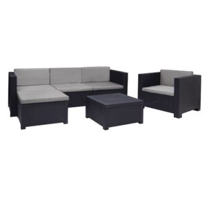 CONJUNTO JARDÍN MANHATTAN GRAFITO 3 PIEZAS ANTRACITA + COJINES
