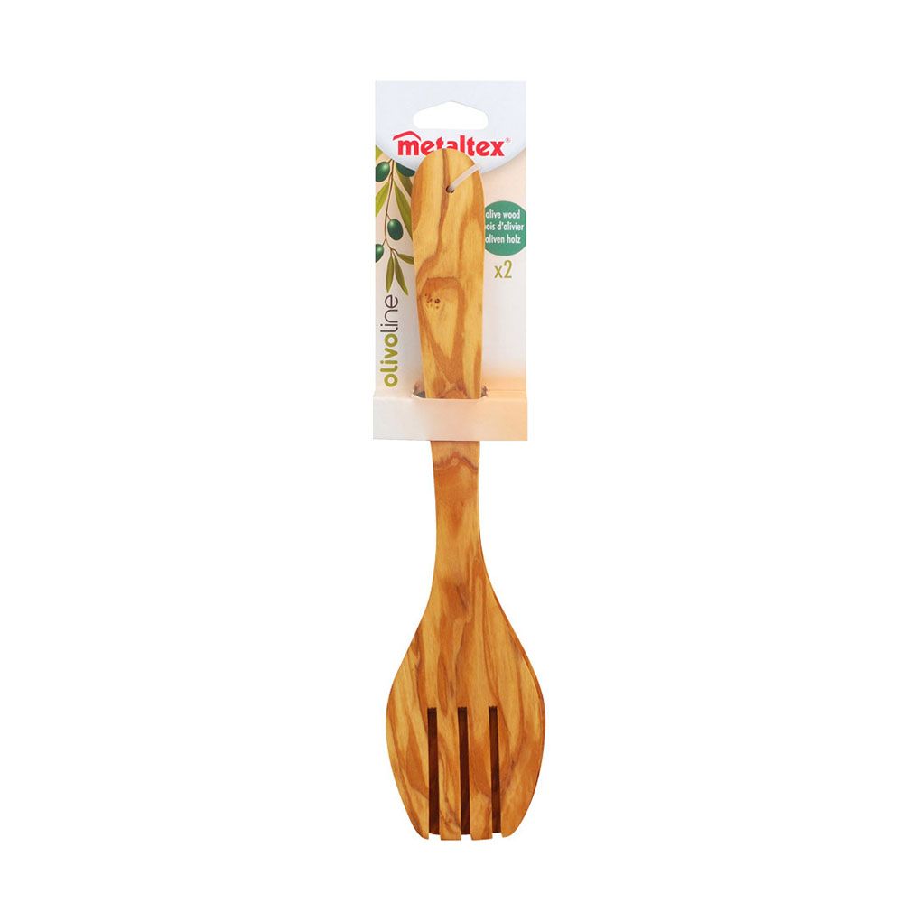 CUBIERTO PARA ENSALADA DE MADERA DE OLIVO 30 cm - Imagen 2