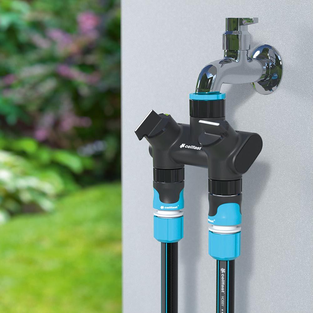 DISTRIBUIDOR DE 2 VÍAS CON VÁLVULAS PARA GRIFO DE ROSCA ENERGO 6 bar, ½ pulg - ¾ pulg Y 1 pulg, BLISTER - Imagen 4