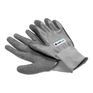 GUANTE POLIÉSTER CON PALMA POLIURETANO PARA JARDÍN, GRIS, T-09 L
