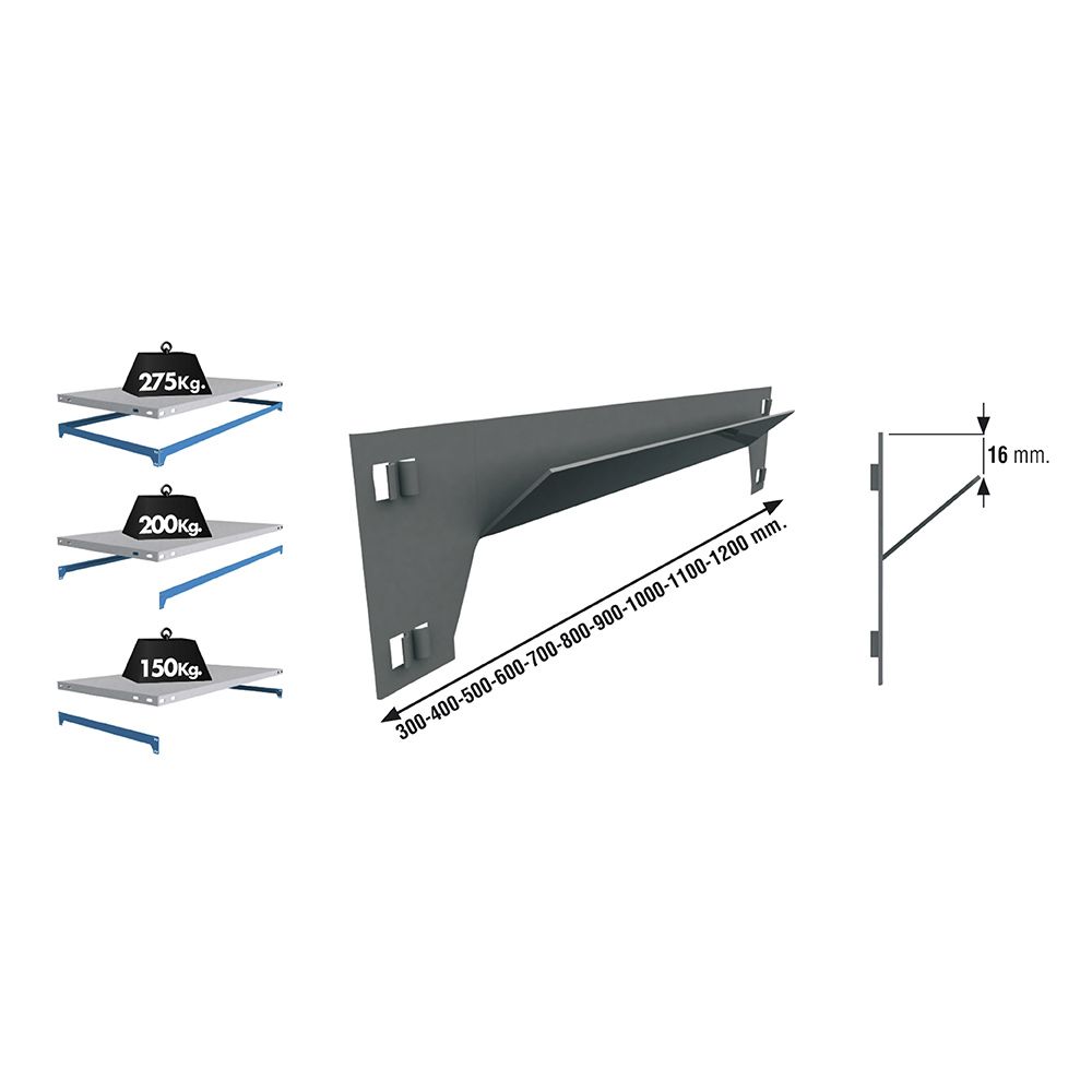 LARGUERO SCLICK 300mm GRIS. SIMON RACK - Imagen 2
