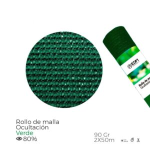 MALLA DE OCULTACIÓN VERDE 90 g/m² 2 x 50 m