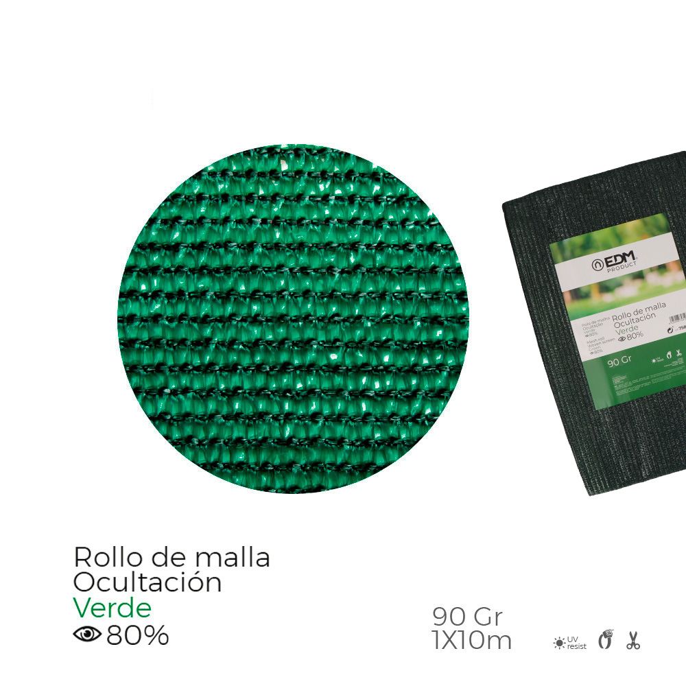 MALLA DE OCULTACIÓN VERDE 90 g/m² 1 x 10 m