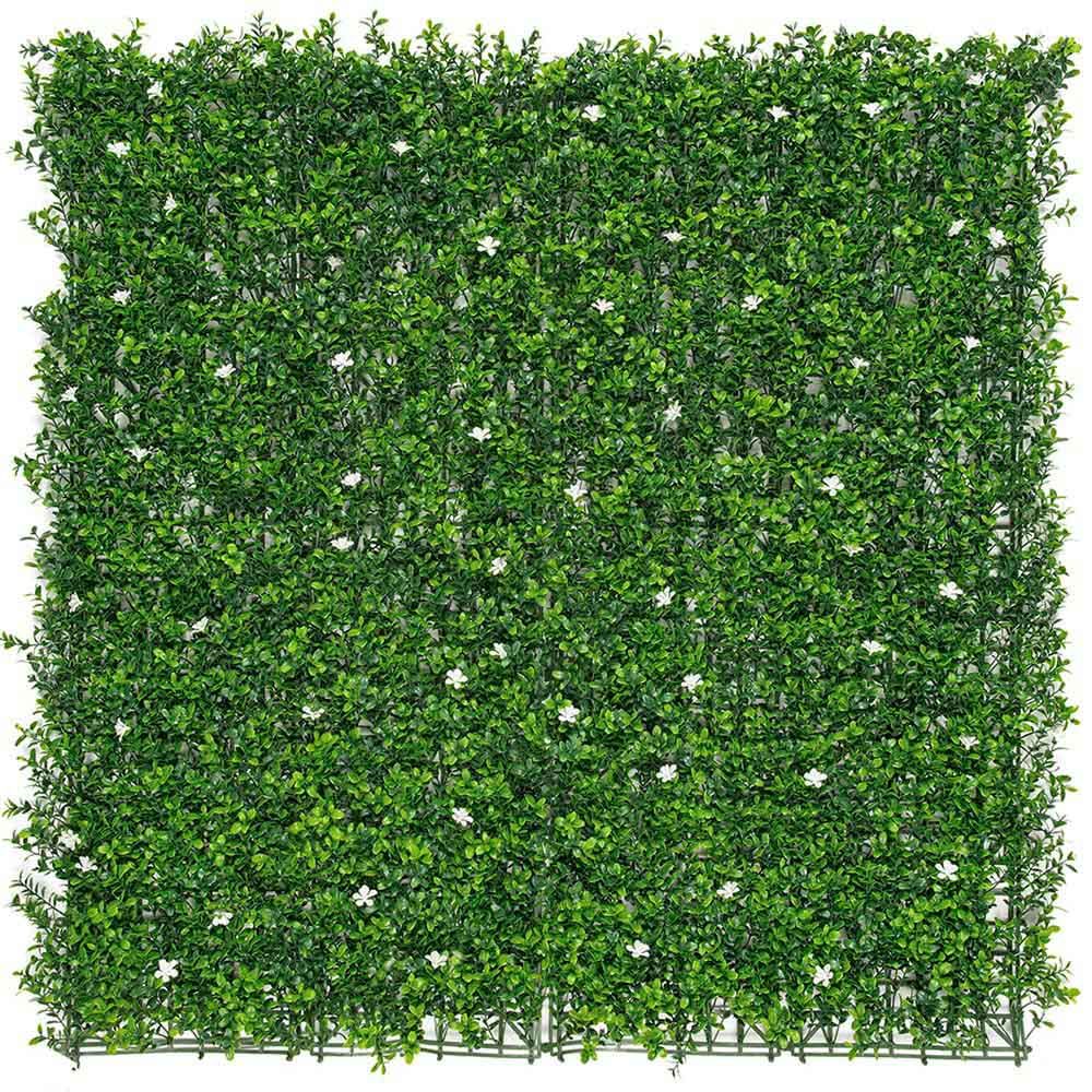 JARDÍN VERTICAL COLOR VERDE CON FLORES DE JAZMÍN 50 x 50 cm, 4 uds