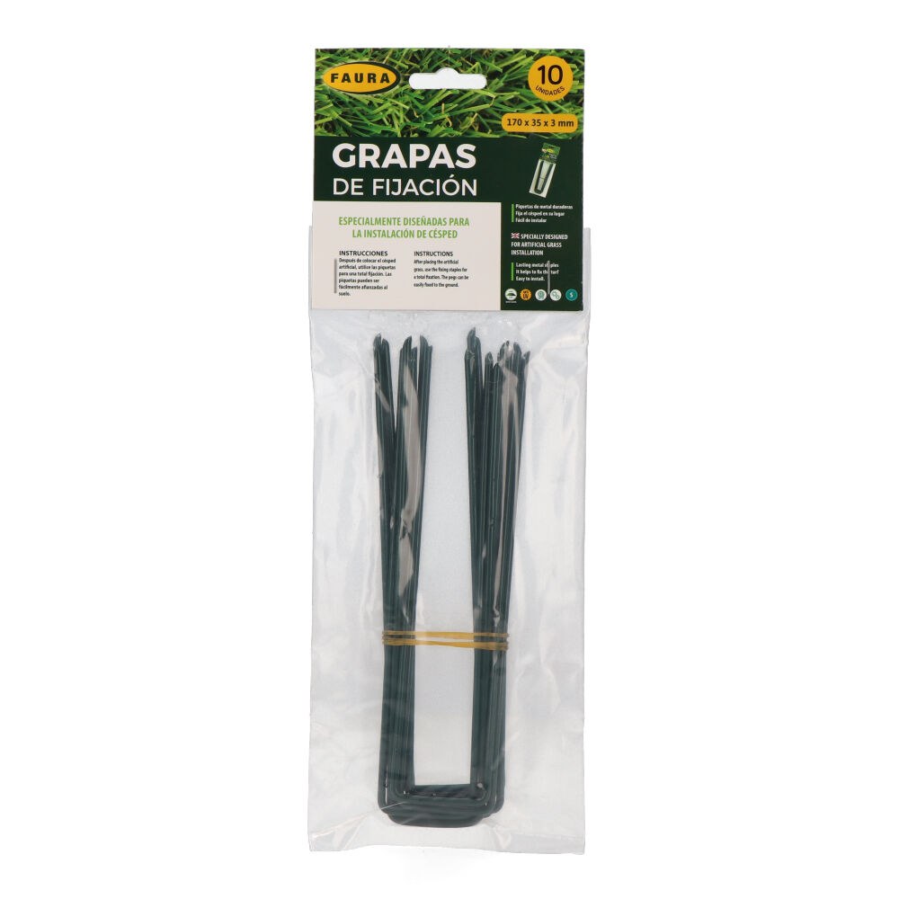 GRAPAS METÁLICAS COLOR VERDE 17 x 3,5 cm, 10 uds