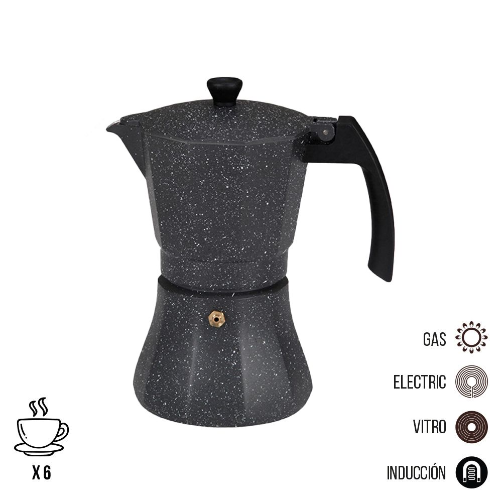 CAFETERA DE ALUMINIO PARA INDUCCIÓN 6 TAZAS