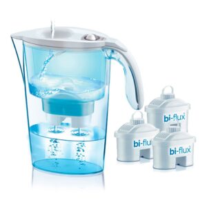 KIT JARRA LAICA STREAM 2,3L BLANCA + 3 FILTROS BI-FLUX J9047WS