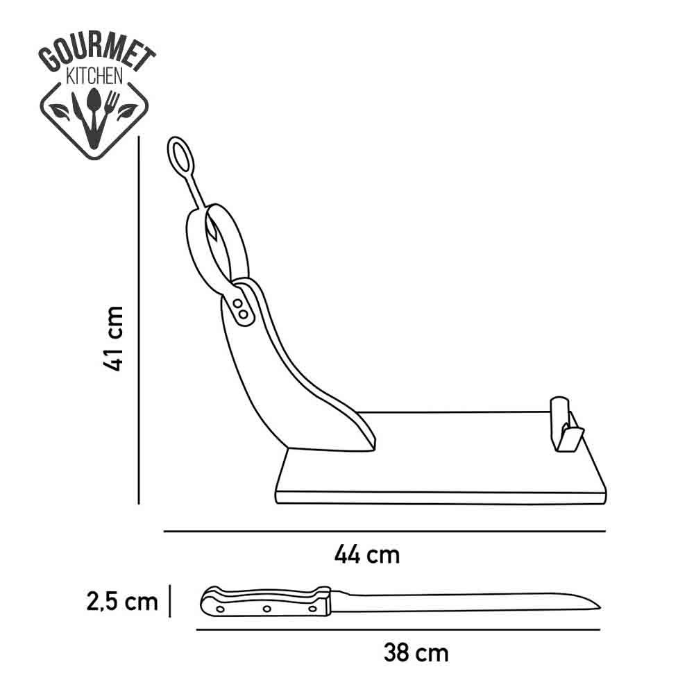 JAMONERO PREMIUM MADERA DE PINO 44 x 41 cm CON CUCHILLO INCLUIDO - Imagen 2