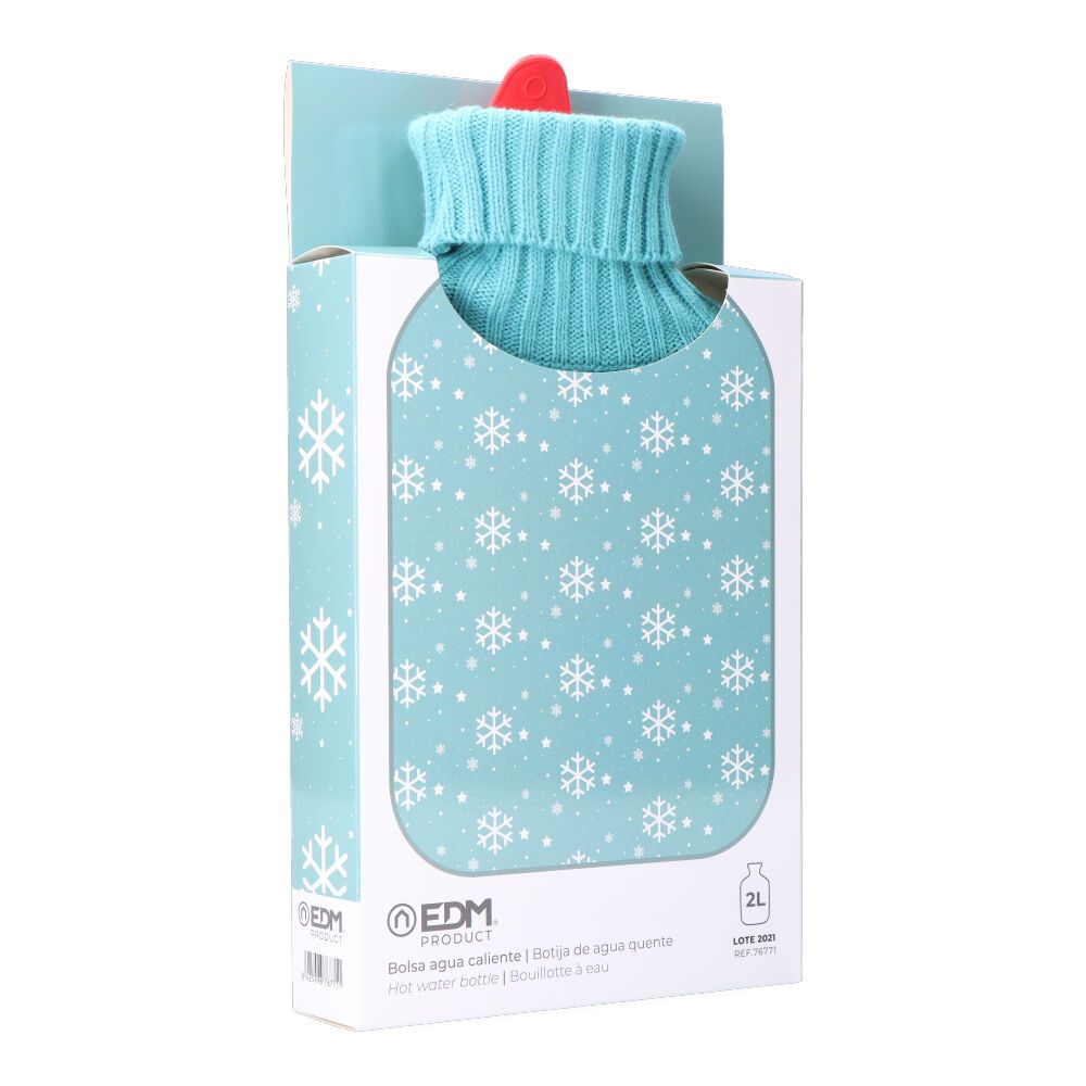 BOLSA DE AGUA CALIENTE 2 L MODELO AZUL COPOS BLANCOS - Imagen 3