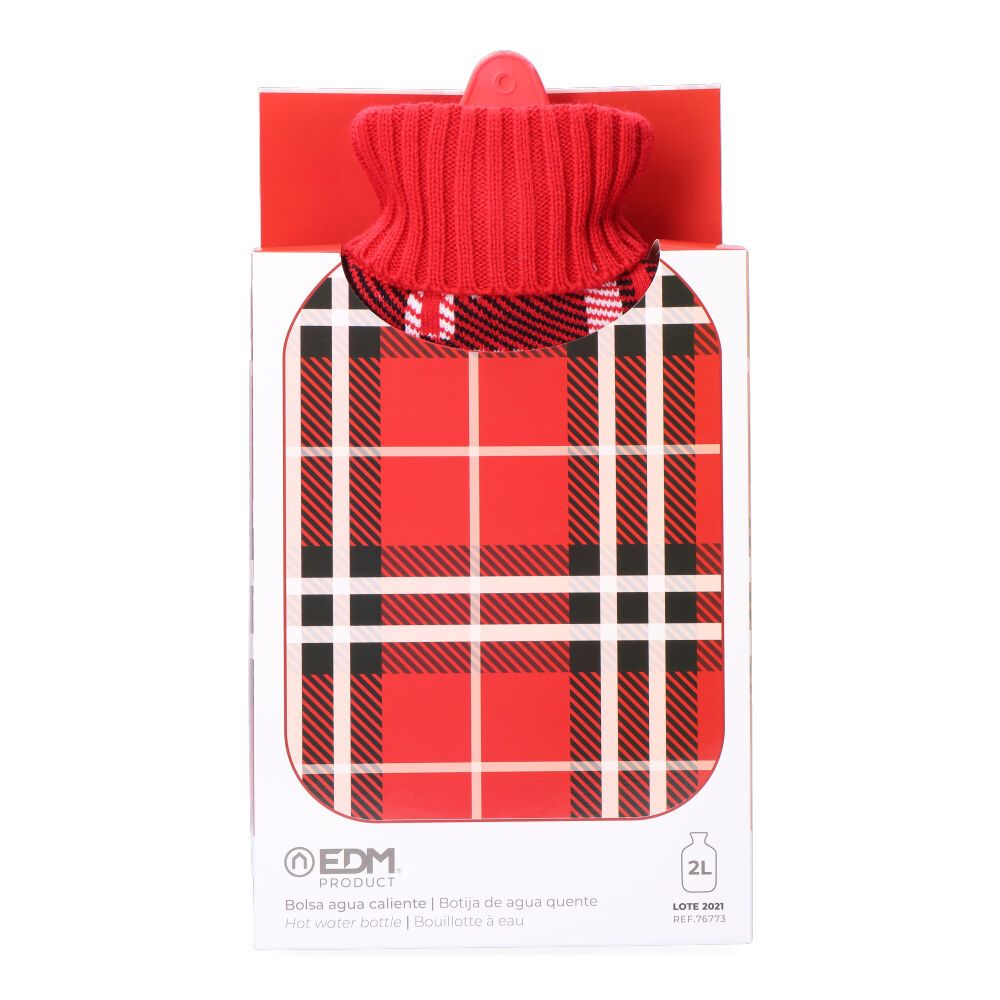 BOLSA DE AGUA CALIENTE 2 L MODELO CLÁSICO ESCOCES ROJO - Imagen 2