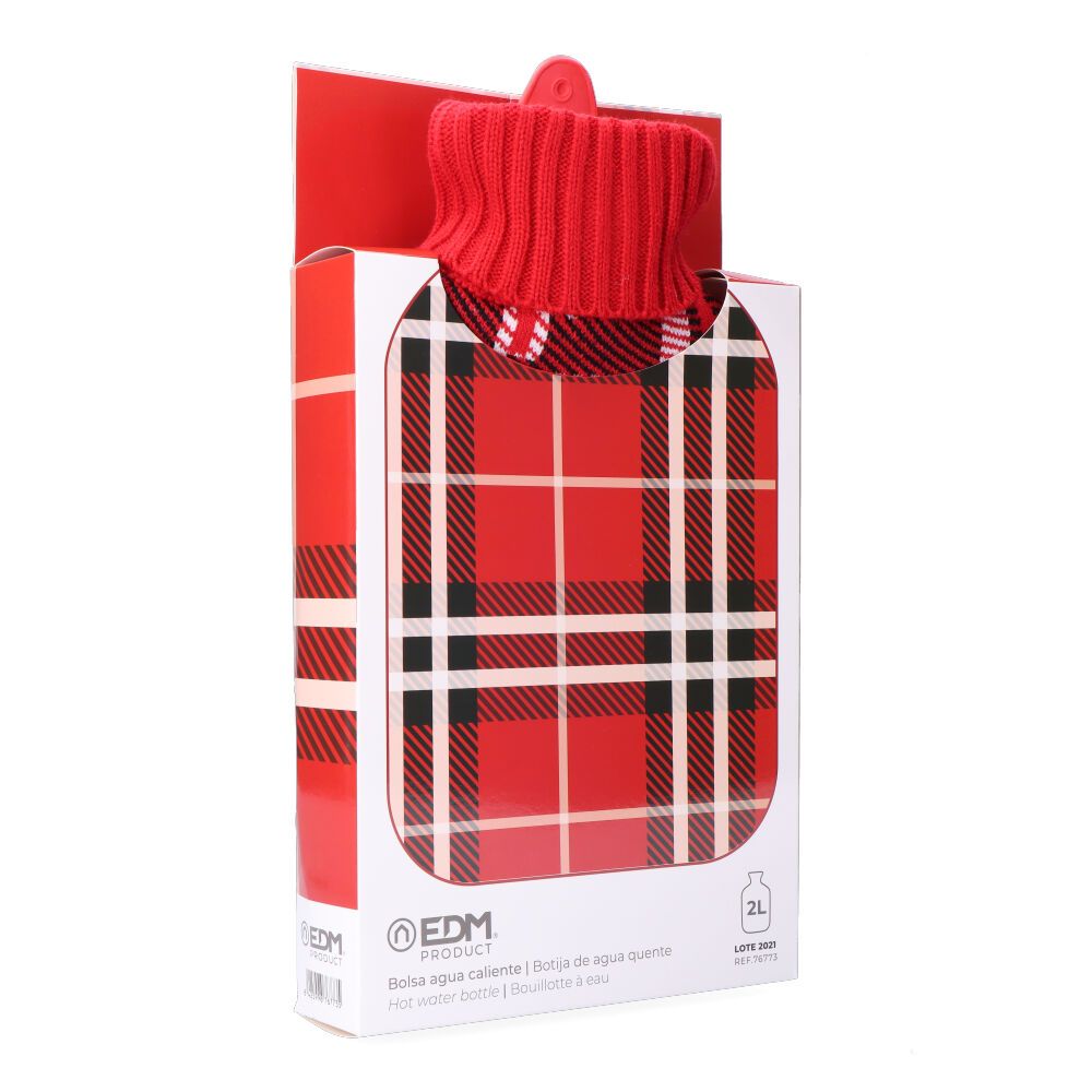 BOLSA DE AGUA CALIENTE 2 L MODELO CLÁSICO ESCOCES ROJO - Imagen 3
