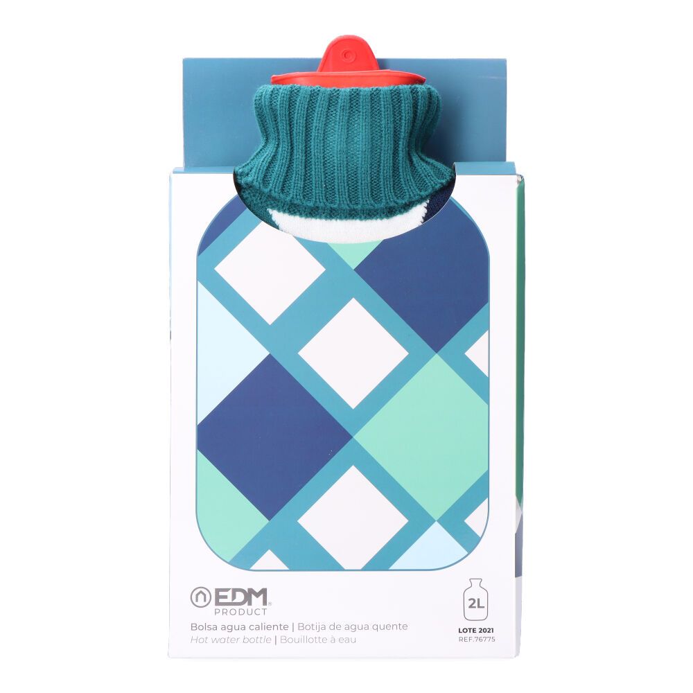BOLSA DE AGUA CALIENTE 2 L MODELO CUADROS DE COLORES MARINOS - Imagen 2