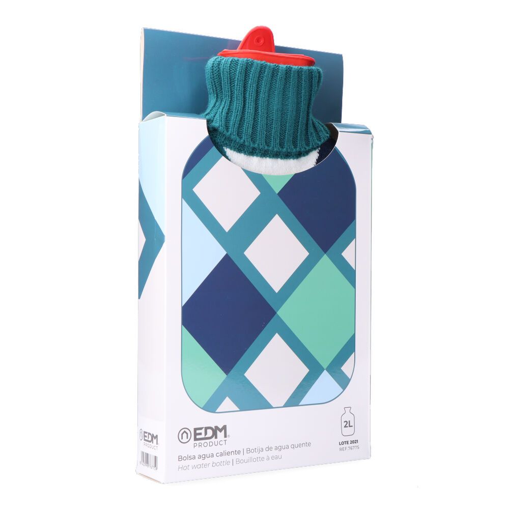 BOLSA DE AGUA CALIENTE 2 L MODELO CUADROS DE COLORES MARINOS - Imagen 3