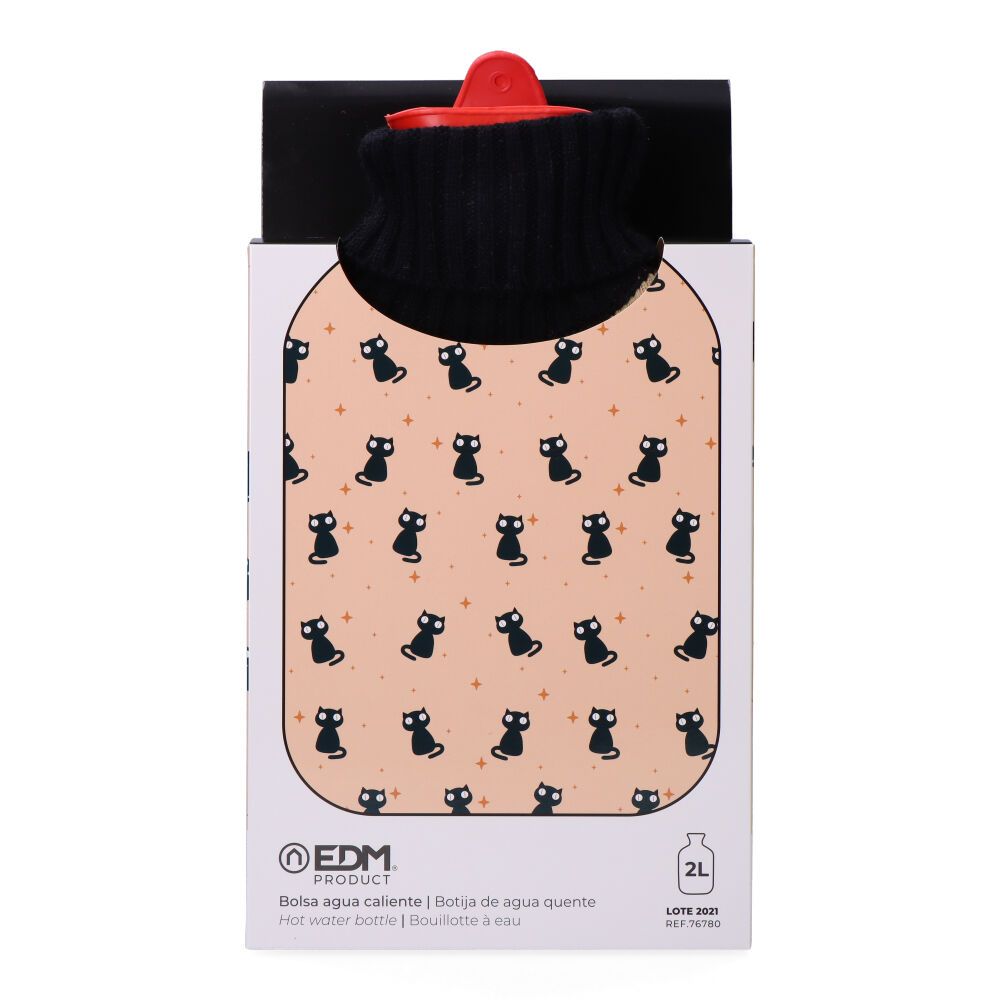 BOLSA DE AGUA CALIENTE 2 L MODELO GATOS NEGROS - Imagen 2