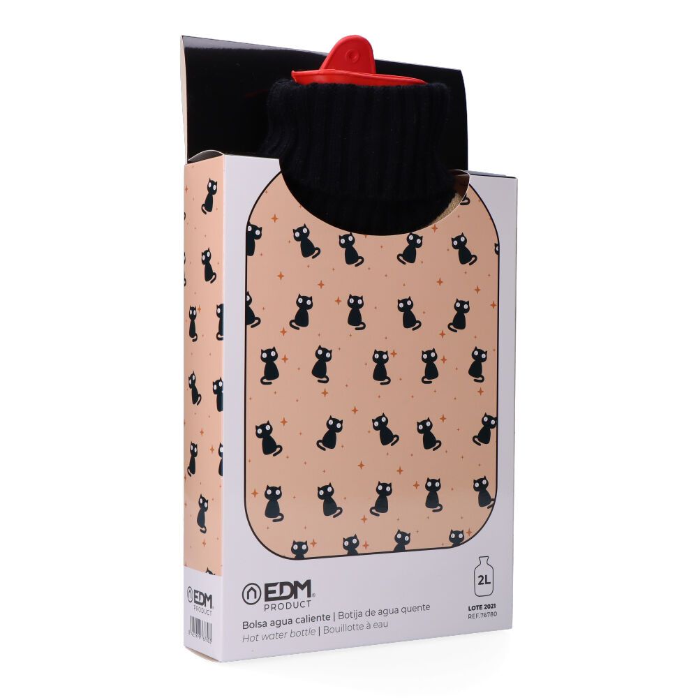 BOLSA DE AGUA CALIENTE 2 L MODELO GATOS NEGROS - Imagen 3