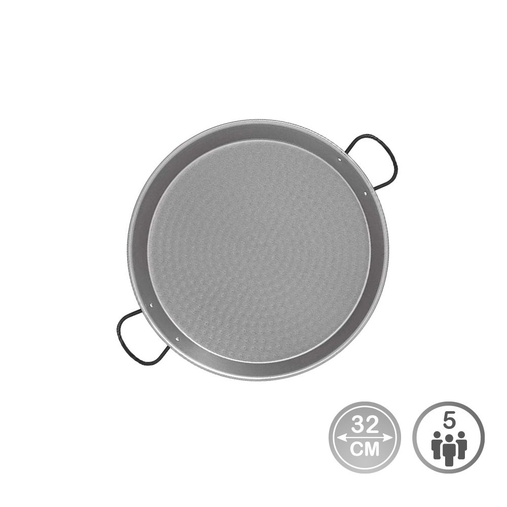 PAELLERA DE ACERO PULIDO PARA INDUCCION Y VITROCERAMICA Ø32cm (5 PERSONAS)