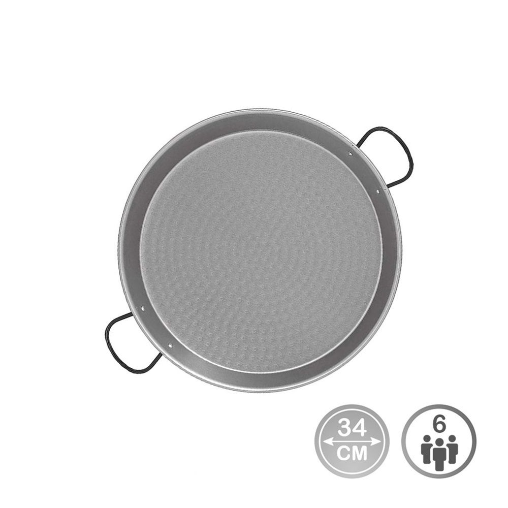 PAELLERA DE ACERO PULIDO PARA INDUCCION Y VITROCERAMICA Ø34cm (6 PERSONAS)