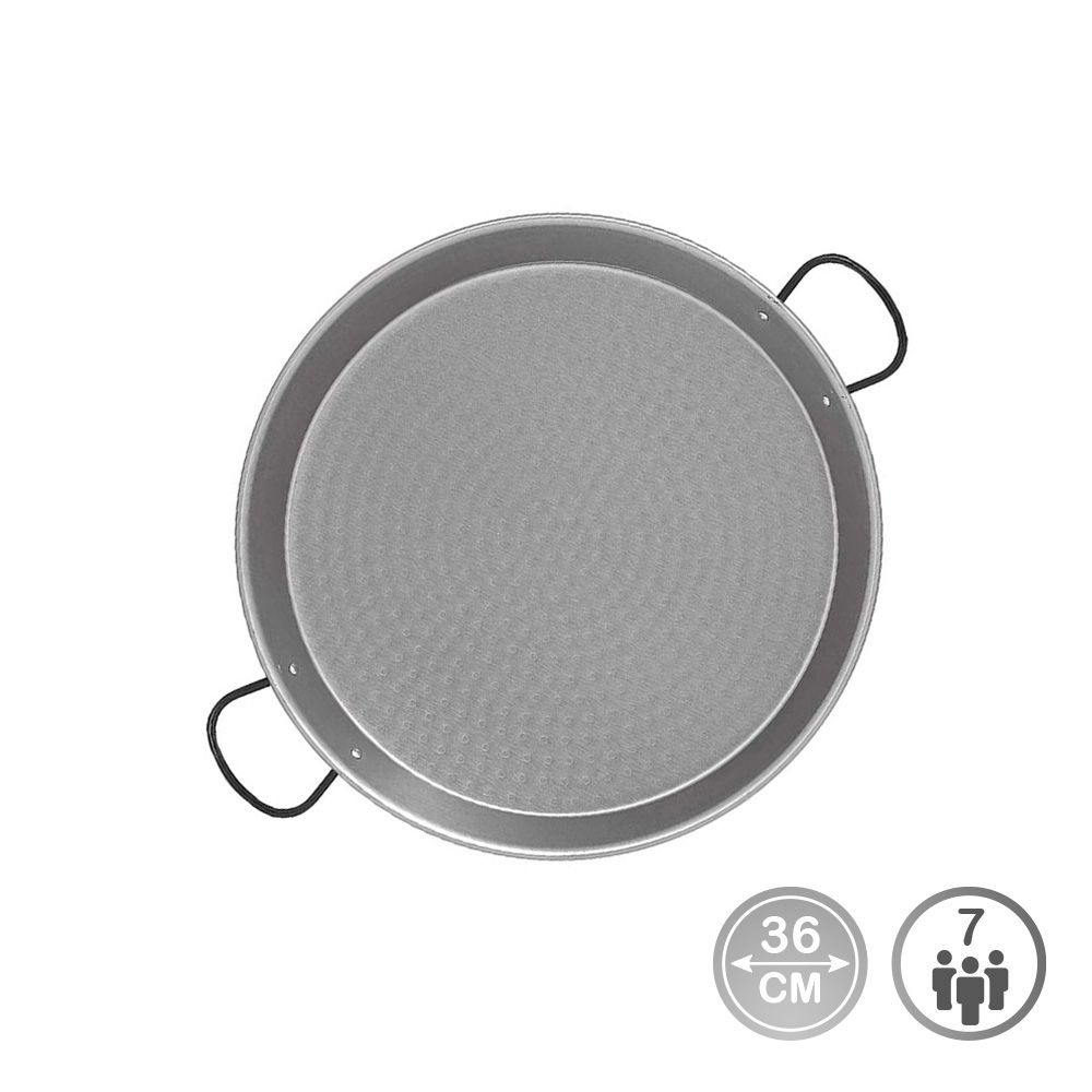 PAELLERA DE ACERO PULIDO PARA INDUCCION Y VITROCERAMICA Ø36cm (7 PERSONAS)