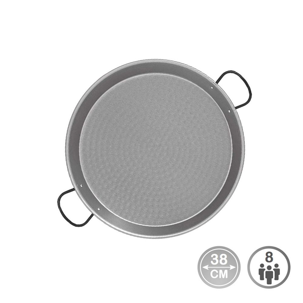 PAELLERA DE ACERO PULIDO PARA INDUCCION Y VITROCERAMICA Ø38cm (8 PERSONAS)