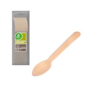 CUCHARA POSTRE/CAFÉ DE MADERA 13,8 cm, BOLSA 12 uds