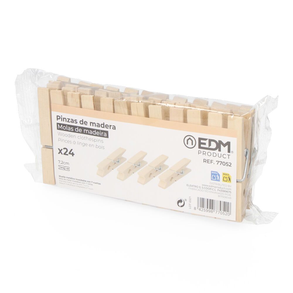 24 PINZAS DE MADERA 7 cm - Imagen 2