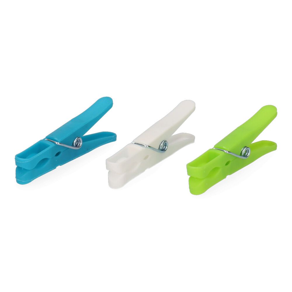 24 PINZAS DE PLÁSTICO DE COLORES VARIADOS 8 cm