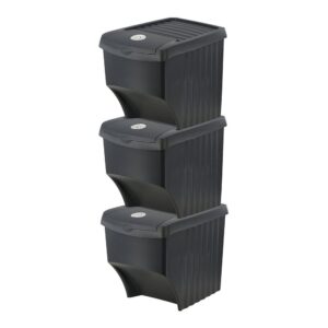 SISTEMA DE 3 CUBOS APILABLES PARA RECICLAJE 39,2 x 29,3 x 45,6 cm, 3 x 22 l