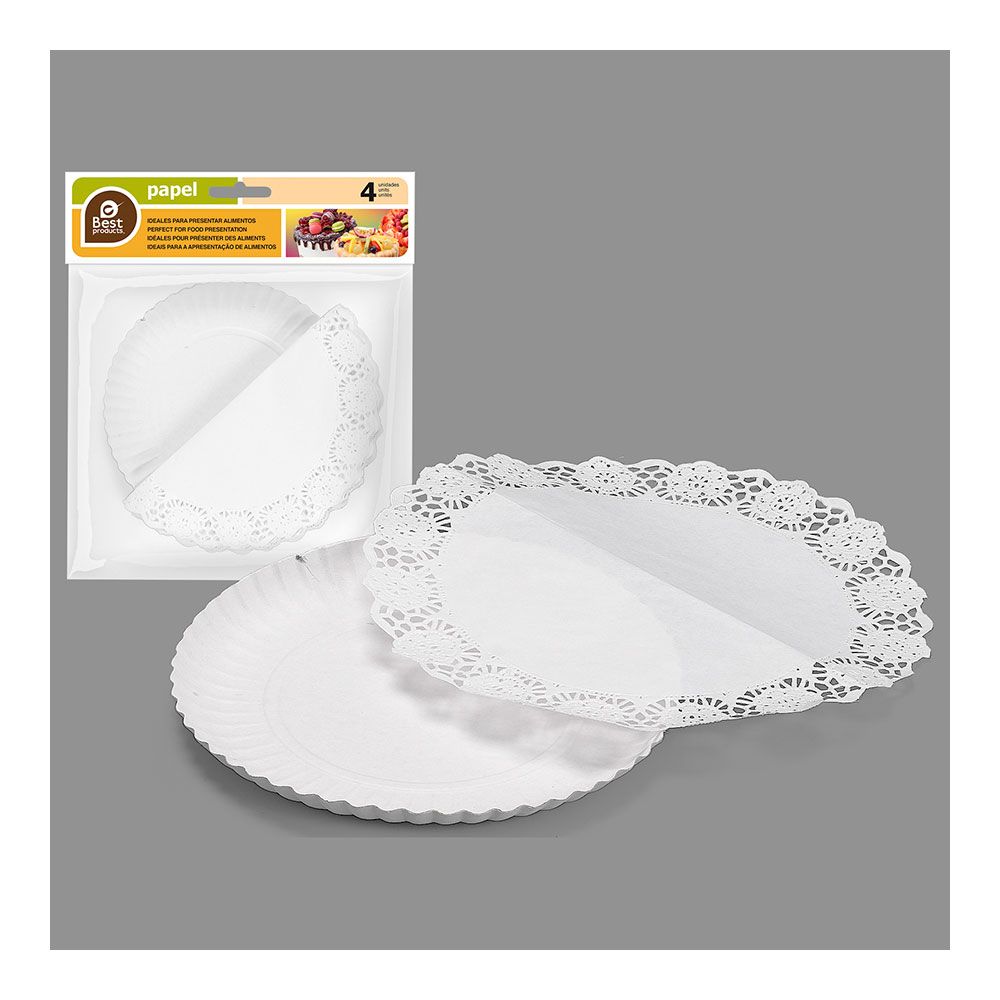 BANDEJA REDONDA CON BLONDA COLOR BLANCO Ø21cm, 3 uds - Imagen 2
