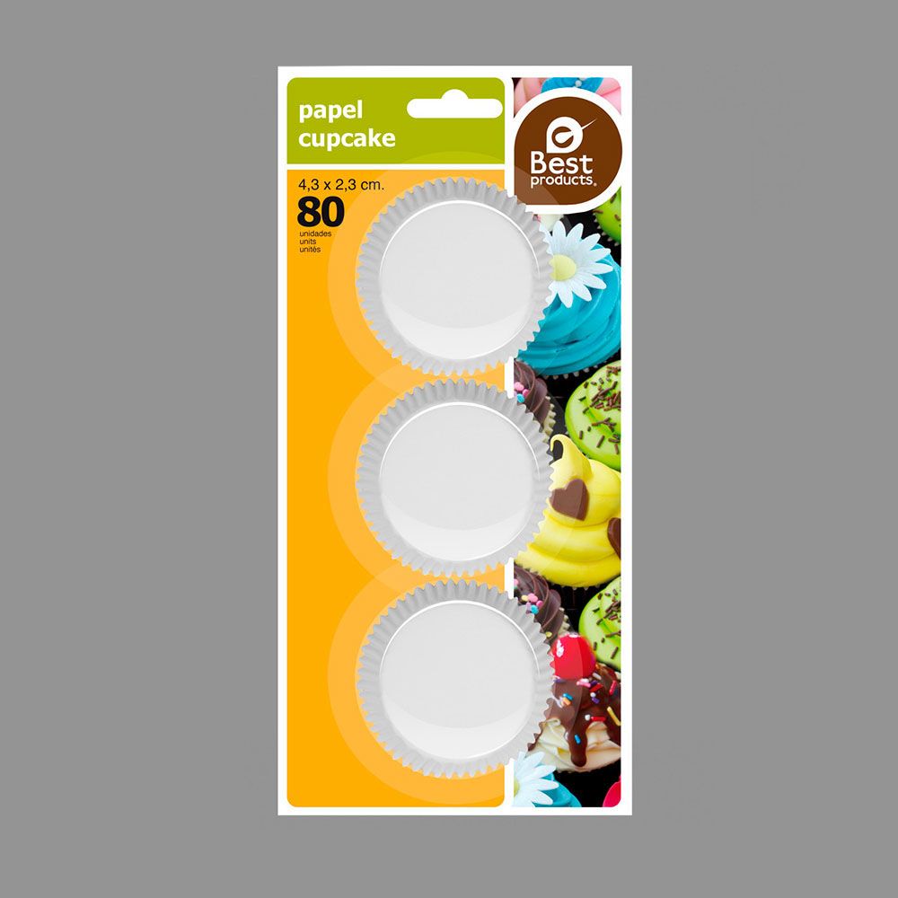 MOLDES DE PAPEL PARA MAGDALENAS BLANCO Ø4 x 2,5 cm, BLISTER 80 uds - Imagen 2