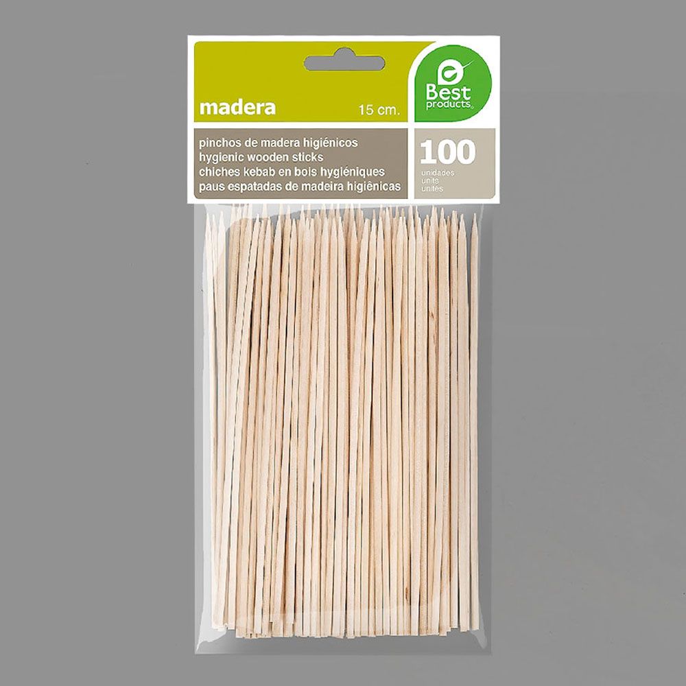 PINCHOS DE MADERA HIGIÉNICOS 2 x 150 mm, BLISTER 100 uds - Imagen 2