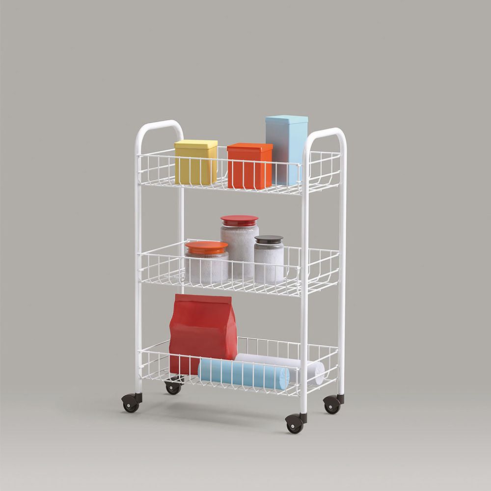 CARRITO MULTIUSO CON 3 CESTOS, BLANCO, 41 x 23 x 63 cm - Imagen 3