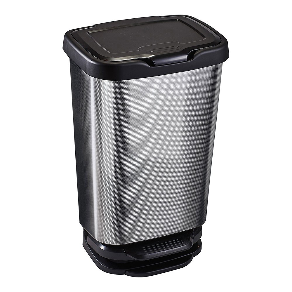 CUBO CON PEDAL CON CIERRE AMORTIGUADO PLATA/NEGRO 39 x 29 x 63,5 cm 40 l
