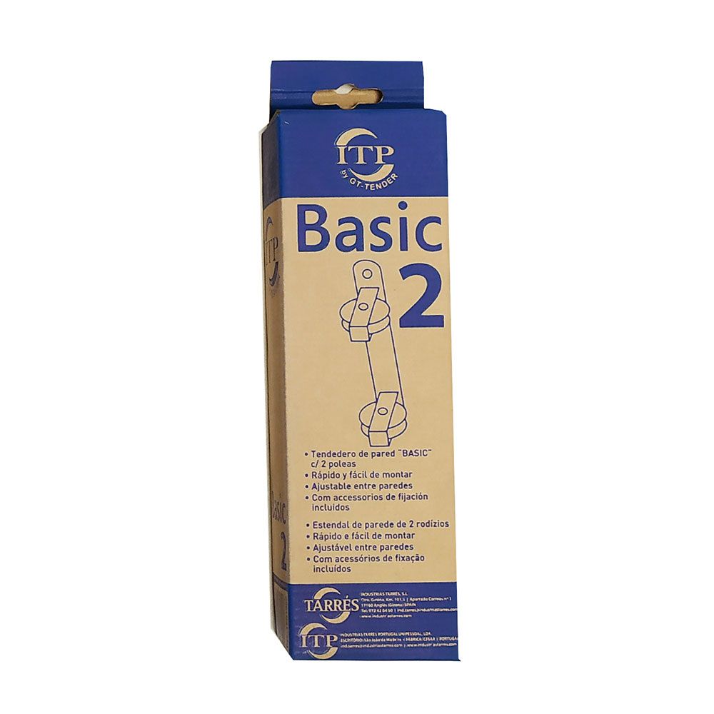 TENDEDERO DE PARED BASIC C/2 POLEAS BLANCO 25 x 5 x 5 cm - Imagen 2