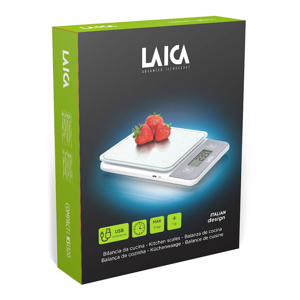 BÁSCULA ELECTRONICA DE COCINA, MÁXIMO 5kg. BLANCA CON BATERÍA RECARGABLE - Imagen 5