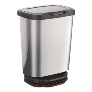 CUBO CON PEDAL JIVE CON CIERRE AMORTIGUADO PLATA/NEGRO 33,2 x 25,2 x 45,8 cm 20 l