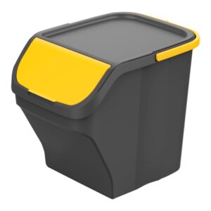 CUBO STACK´N SORT GRIS CON TAPA COLOR AMARILLO 30 x 40 x 34 cm  25 l
