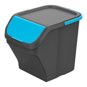 CUBO STACK´N SORT GRIS CON TAPA COLOR AZUL 30 x 40 x 34 cm  25 l