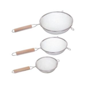 COLADORES ACERO INOXIDABLE + MANGO MADERA Ø12 cm / Ø16 cm / Ø20 cm, 3 uds