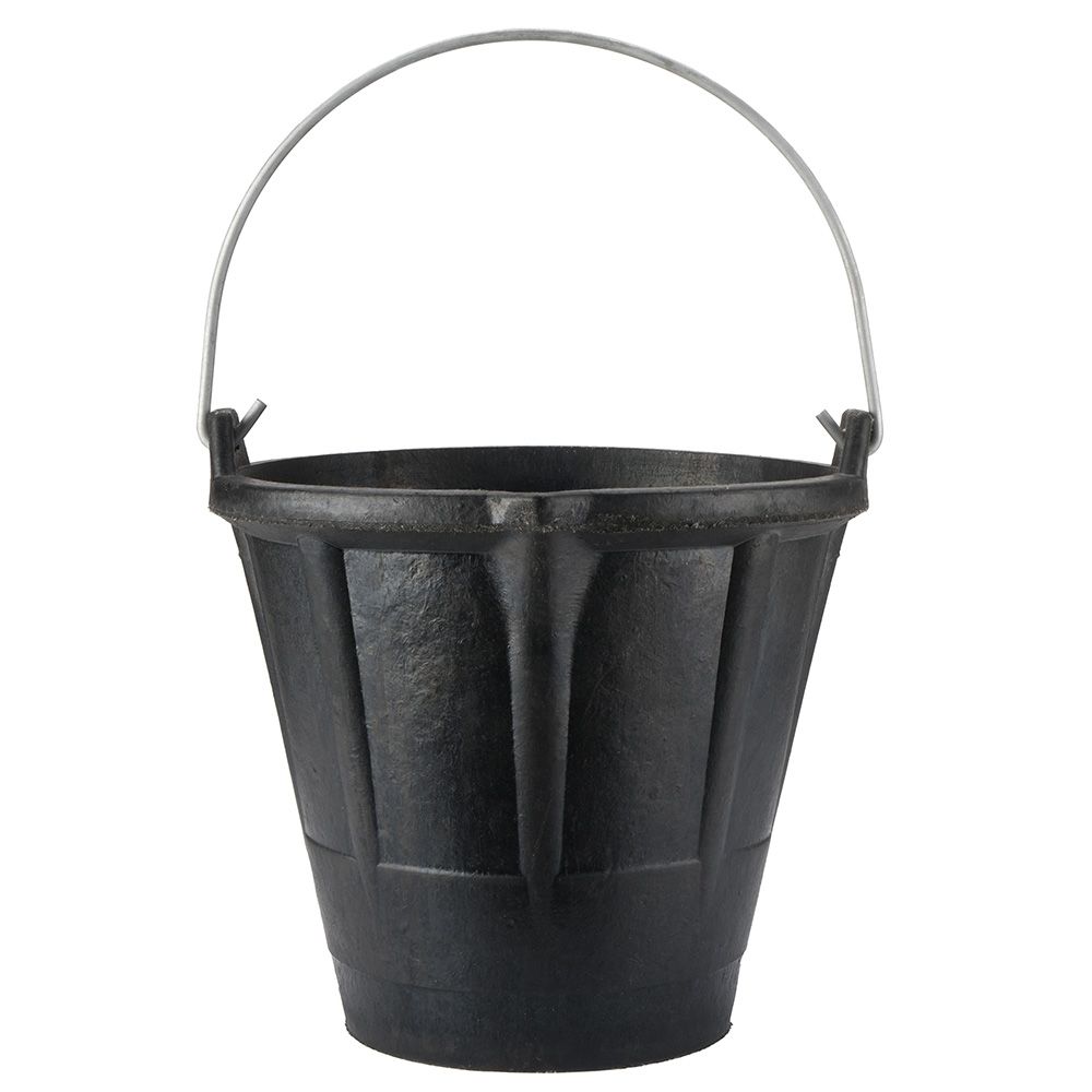 CUBO INDUSTRIAL 12 L DE CAUCHO RESISTENTE NEGRO, CON ASA METÁLICA. - Imagen 2