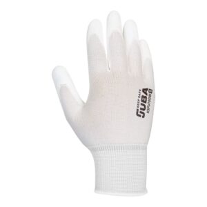 GUANTE POLIÉSTER CON PALMA POLIURETANO, KEEP SAFE, BLANCO, T-09