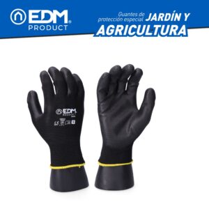 GUANTE POLIÉSTER CON PALMA POLIURETANO PARA JARDÍN AGRICULTURA, T-09