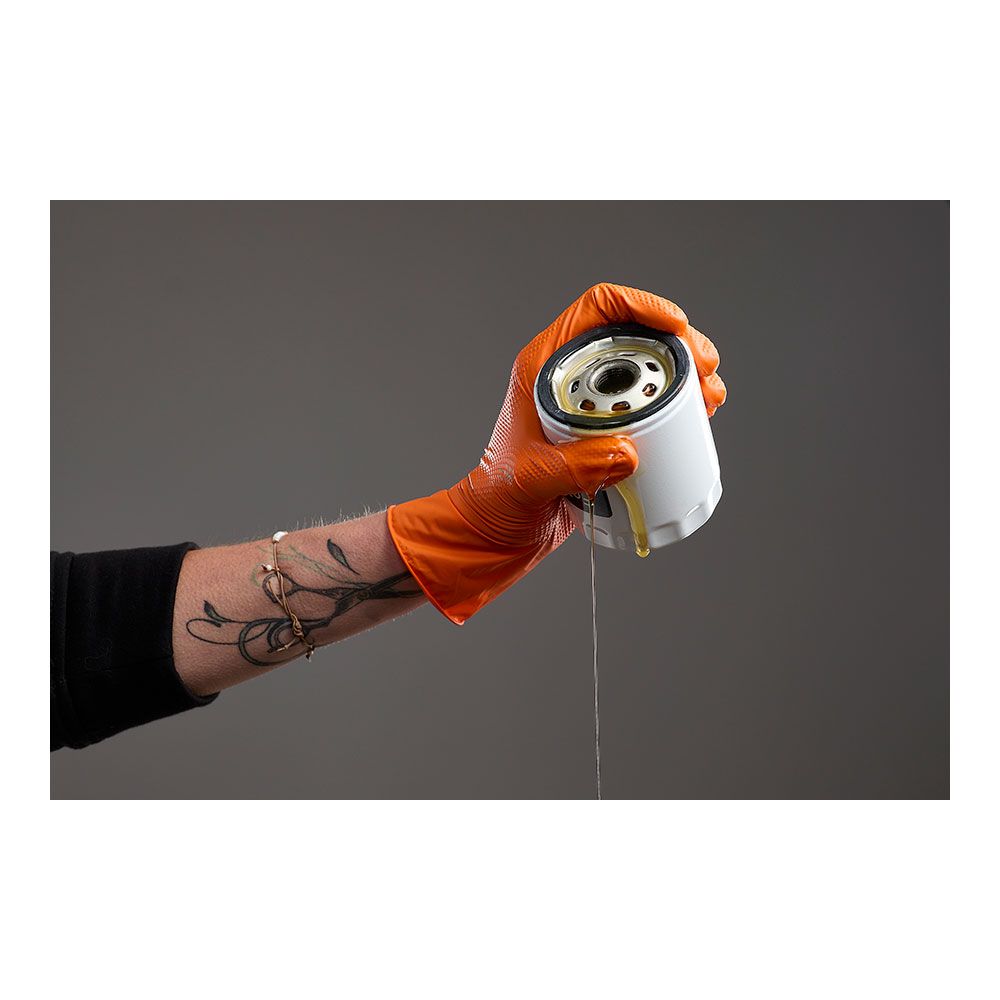 GUANTE NITRILO, SIN POLVO, DESECHABLE, DIAMANTADO, NARANJA, T-10, CAJA 50 uds - Imagen 3