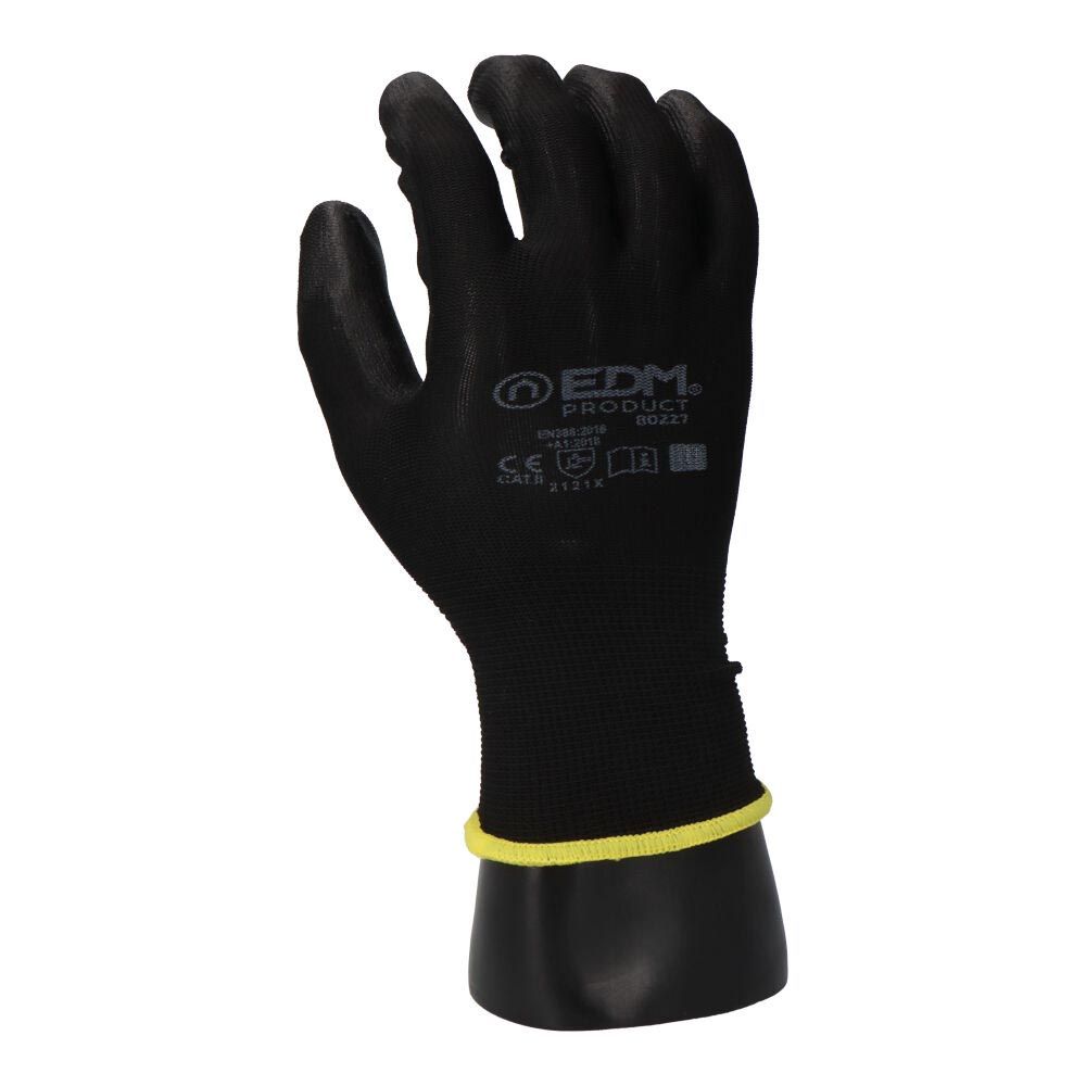 GUANTE POLIÉSTER CON PALMA POLIURETANO, KEEP SAFE®, NEGRO, T-07 - Imagen 3