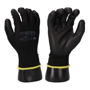 GUANTE POLIÉSTER CON PALMA POLIURETANO, KEEP SAFE®, NEGRO, T-08