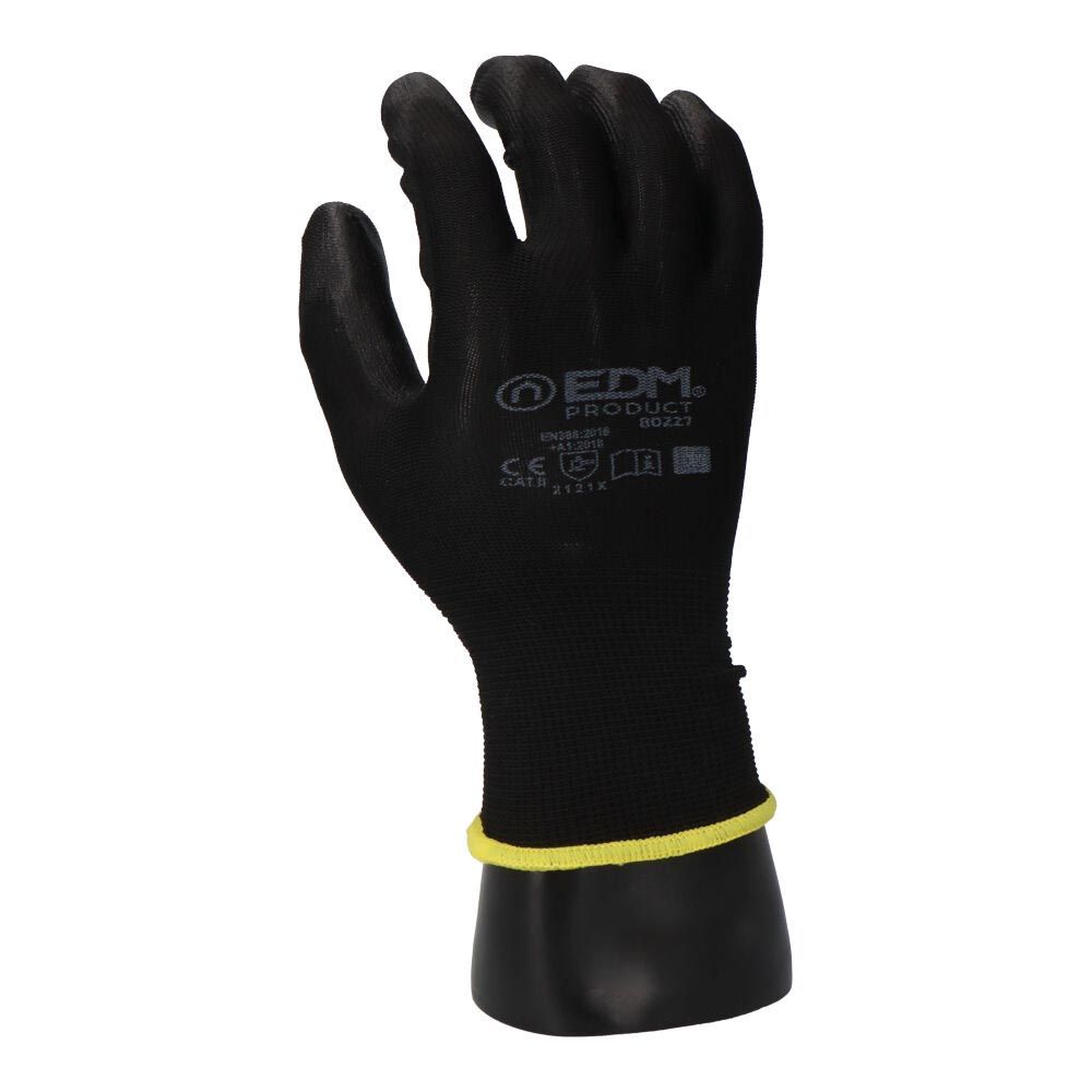 GUANTE POLIÉSTER CON PALMA POLIURETANO, KEEP SAFE®, NEGRO, T-09 - Imagen 3